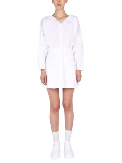 Patou Mini Balloon Sleeve Dress In White