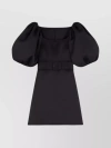 PATOU BARDOT MINI DRESS WITH PUFF SLEEVES AND NECKLINE