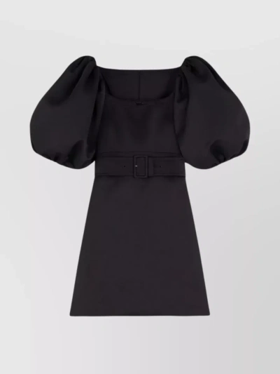 Patou Mini Dress With Puff Sleeves And Bardot Neckline In Purple