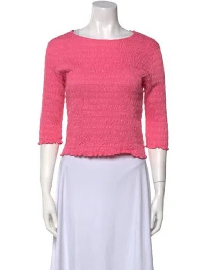 Pre-owned Patou Bateau Neckline Three-quarter Sleeve Crop Top In Pink