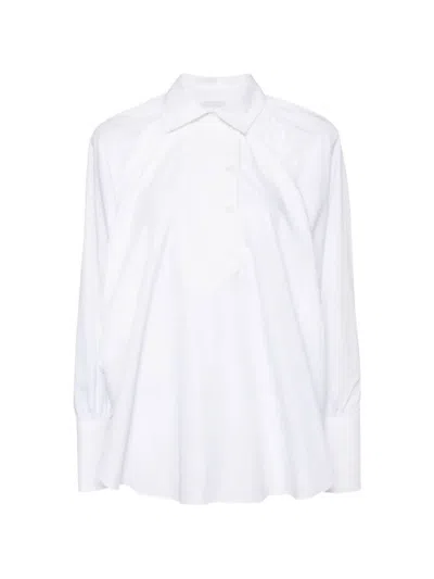 Patou Relaxed Fit Cotton Blouse With High Neck In White