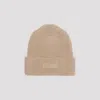 Patou Brown Logo-embroidered Beanie In Beige