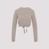 Patou Cable-knit Cropped Sweater In Wool And Cashmere In Beige