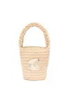 Patou Iconic Raffia Bucket Bag In Beige