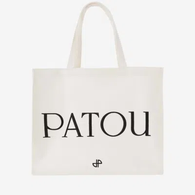 Patou Beige Large Cotton Canvas Tote Bag