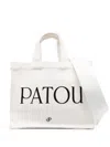 Patou Beige White Logo Satchel Bag In Beige