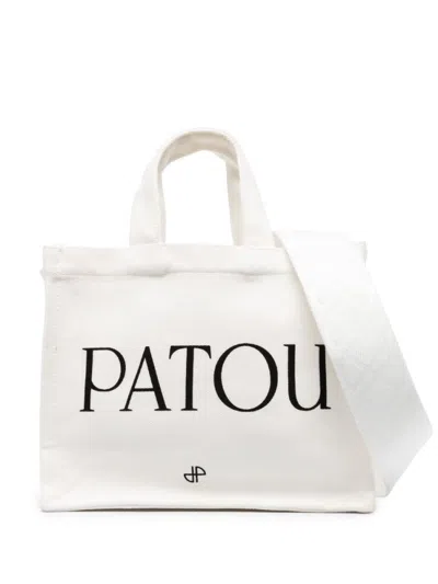 PATOU BEIGE WHITE LOGO SATCHEL BAG