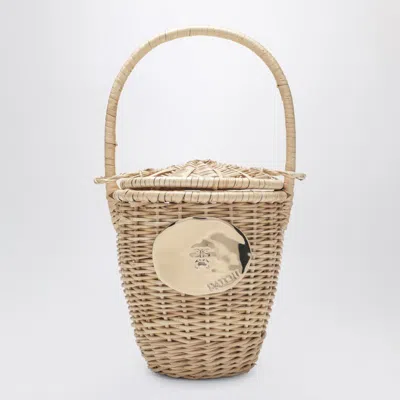 Patou Beige Wicker Bucket In Neutral