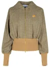 Patou Houndstooth Wool-blend Flannel Bomber Jacket In Beige