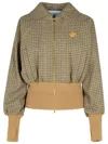 Patou Houndstooth Wool-blend Flannel Bomber Jacket In Beige