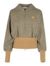 Patou Houndstooth Wool-blend Flannel Bomber Jacket In Beis