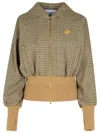 Patou Houndstooth Wool-blend Flannel Bomber Jacket In Brown