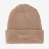 Patou Wool Beanie With Logo In Beige