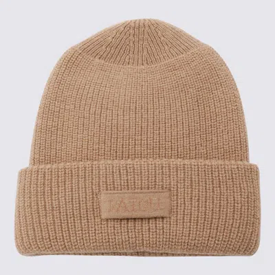 Patou Beige Wool Hat In Brown
