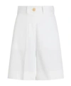 Patou Front Pleated High Waist Shorts With Pockets In White