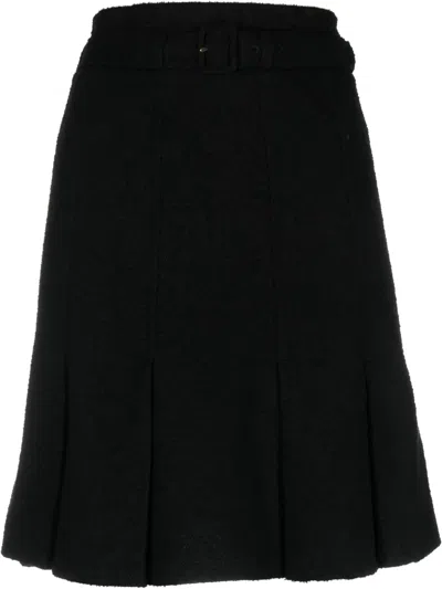 Patou Belted A-line Skirt In Schwarz