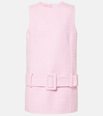 Patou Belted Cotton Tweed Minidress In Primrose Pink