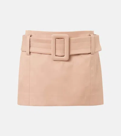 PATOU BELTED COTTON TWILL MINISKIRT