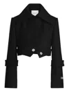 Patou Cropped Lock Jacket In Sustainable Wool Blend In Black