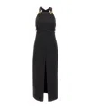 Patou Wool Dungaree Dress With Belt And Slit In Black