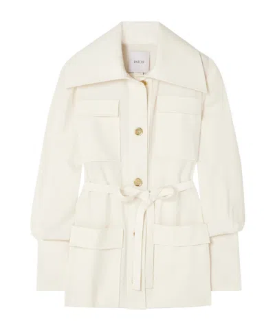 Patou Belted Long-sleeved Casual Jacket In White