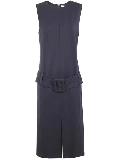 Patou Belted Midi Dress Clothing In Blue