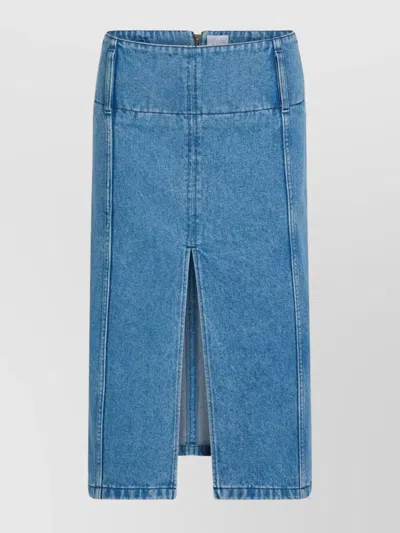 PATOU BELTED MIDI SKIRT FRONT SLIT