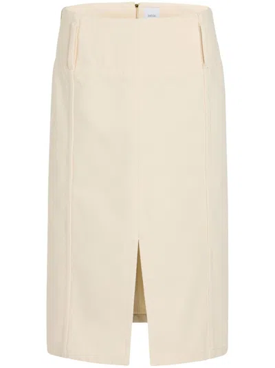 Patou Belted Midi Skirt In Neutrals