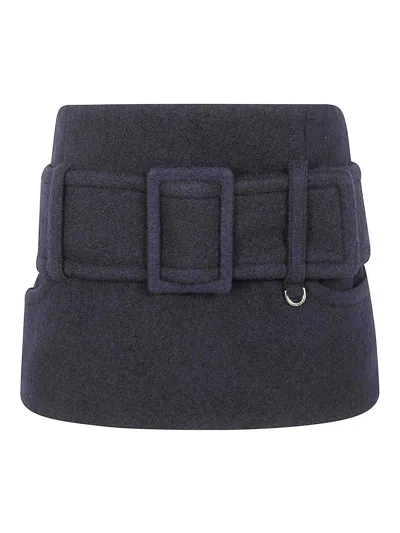Patou Belted Mini Skirt In Blue