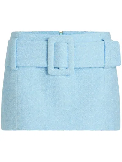 Patou Belted Organic-cotton Mini Skirt In Blue