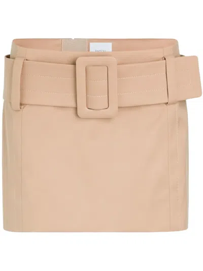 Patou Belted Organic-cotton Mini Skirt In Beige