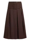 Patou Wide Belt Midi Skirt In Brown