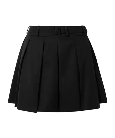 Patou Belted Pleated Mini Skirt In Black
