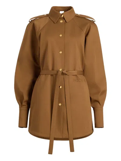 Patou Belted Shirt In Brown