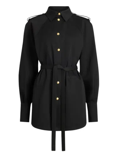 Patou Belted Shirt Mini Dress In Black