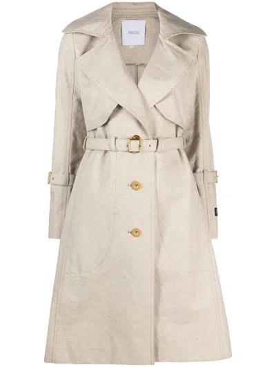 Patou Belted Trench Coat In Neutrals