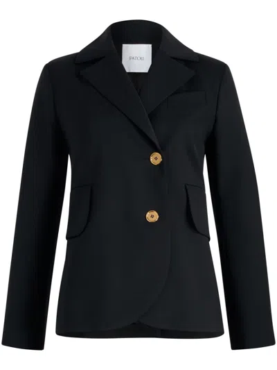 Patou Belted Twill Blazer In Black