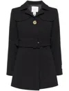 Patou Belted Virgin-wool Coat In Black