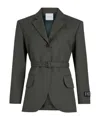 Patou Belted-waist Virgin-wool Blazer In Green
