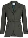 Patou Belted-waist Virgin-wool Blazer In Green