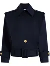 Patou Belted Wool Jacket In Blau