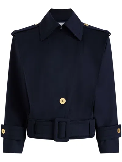 Patou Belted Wool Jacket In Blau