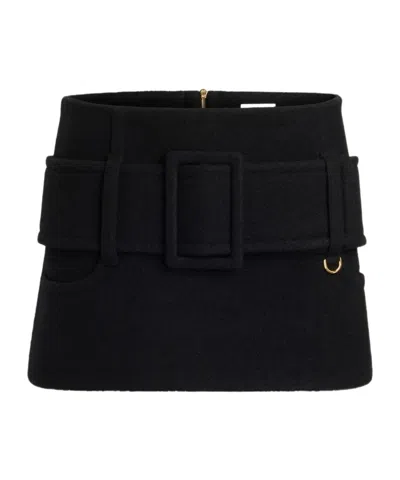 PATOU BELTED WOOL MINI SKIRT
