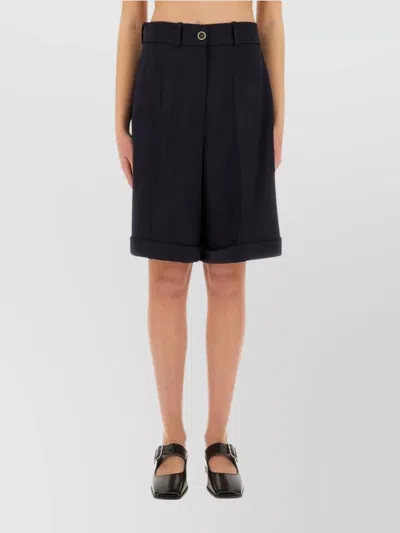 Patou Bermuda Shorts In Wool In Navy Black