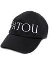 Patou Curved Peak Black Cap With Embroidered Logo In Black