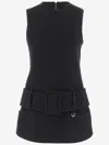 Patou Boiled Wool Mini Dress In Black