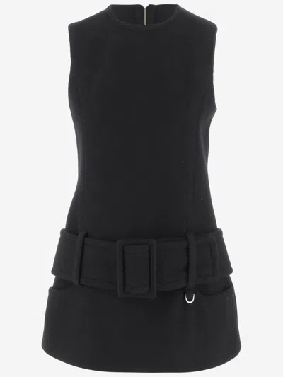 PATOU BLACK BELTED MINI DRESS