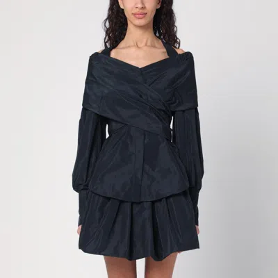 PATOU BLACK BLUE CROSSOVER BLOUSE