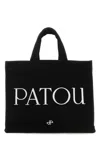 PATOU BLACK CANVAS SMALL TOTE PATOU SHOPPING BAG