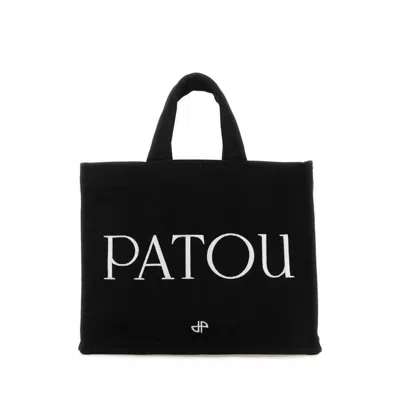 Patou Black Canvas Small Tote  Shopping Bag Exterior: Cotton Borse A Mano